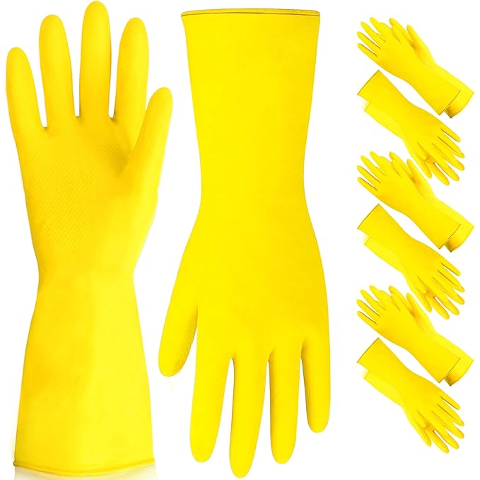 [6 Pairs] Dishwashing Gloves 11 Inches Extra Large Rubber Gloves