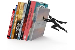 Artori Design Book Ends to Hold Books Heavy Duty - Hidden Metal Bookends for Shelves Desk or countertop - Bookend Book Holder for Home Decorative - Gift for Book Lovers and Home Décor (Book&Hero)