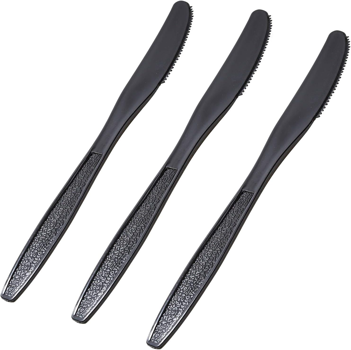 Supernal Disposable Plastic Silverware, Black Plastic Knife, Heavy Duty Black Plastic Cutlery, Wrapped Plastic Knives in Black, Party Pack 1000pcs