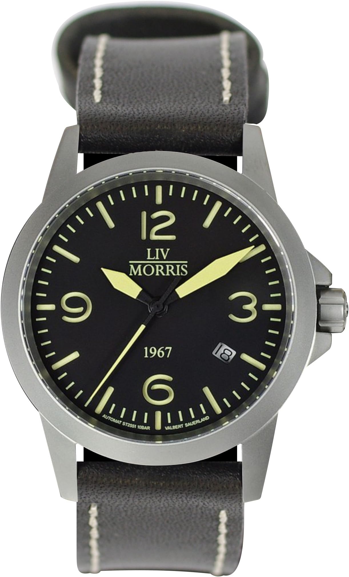 Liv Morris 1967 Valbert No. 4 Leather Sporty Seagull Clock Diameter 42 mm Automatic Stainless Steel Watch Men's Watch Sapphire Crystal 10 Bar