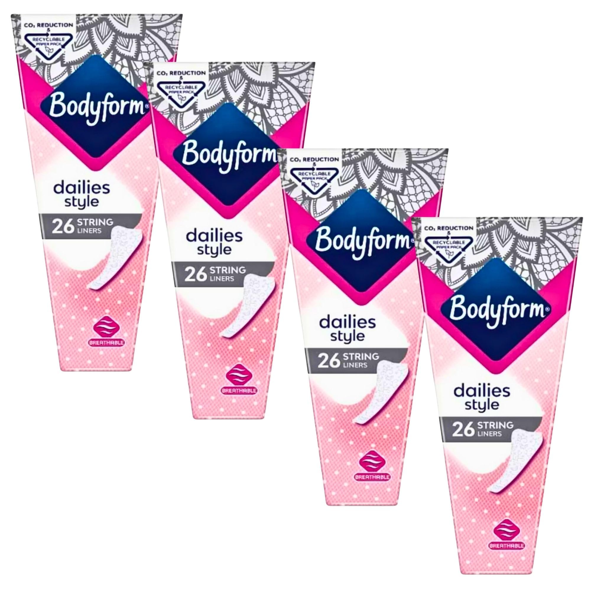 Bodyform Extra Protection 24 Long Super Absorbent Liners Case of 4