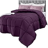 Utopia Bedding Comforters Twin Size, All Season Duvet Insert, Down Alternative Box Stitched Bed Comforter with Corner Tabs, Machine Washable (Plum)