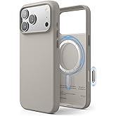 elago Magnetic Leather Case Compatible with iPhone 17 Pro Max Case, All MagSafe Accessories, 6.9 inch - Built-in Magnets, Durable Vegan Leather, Shockproof, Water-Resistant [Light Grey]