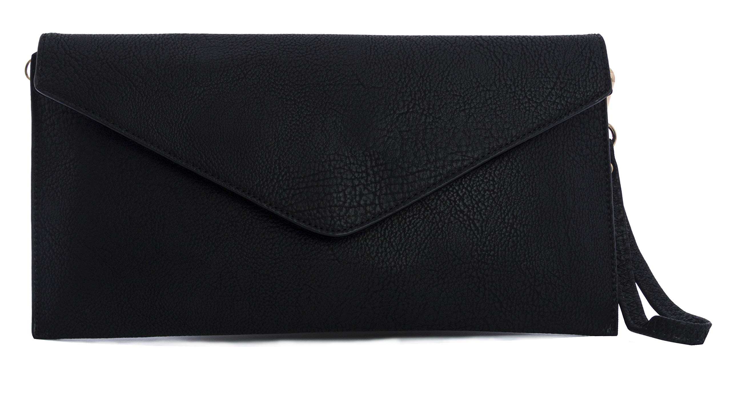 LiaTalia Women's Leather Grain Clutch Bag - Italian Leather with Lining – Ideal for Formal Events and Daily Use - Thea (Black)