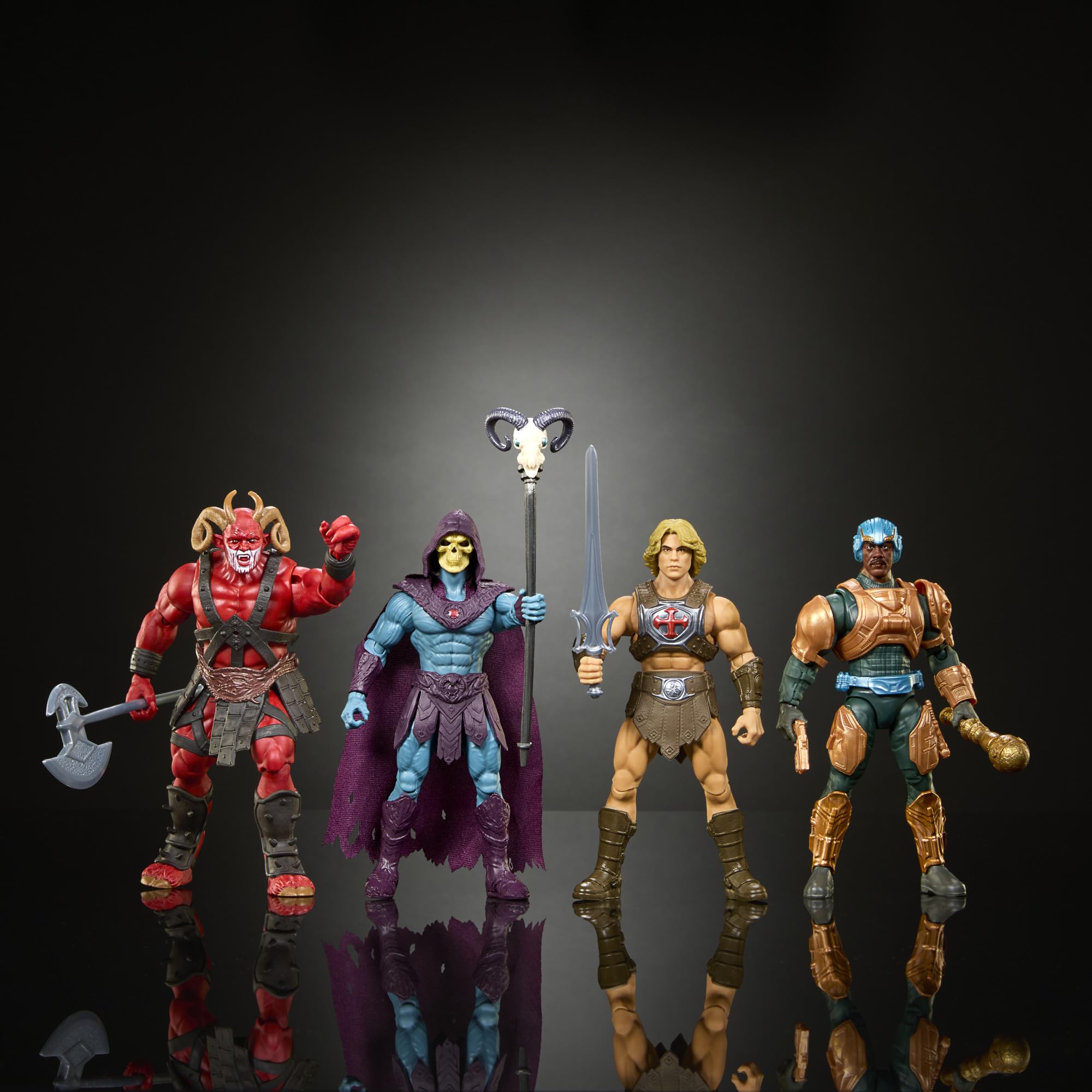 Masters of the Universe Actionfigur-Spielzeug Viererpack, ca. 14 cm, detailgetreu zum Film von 2026 mit 1 exklusivem Inhalt, 14 Bewegungspunkte, Galitzine Elba Björnsson, JKJ33 2