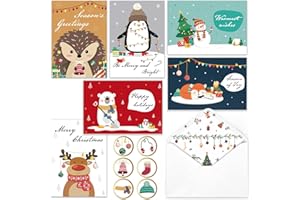 Christmas Cards, 30 Merry Christmas Cards with Envelopes, 6 Assorted Designs Bulk Greeting and New Years Cards, Perfect to Se