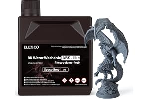 ELEGOO 8K Water Washable ABS-Like Resin, 3D Printer Resin Space Grey 2kg | High 