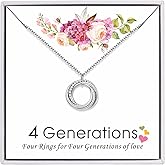 AM ANNIS MUNN Three Four Five Generations Necklace - Sterling Silver Grandma Gifts for Women