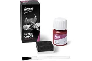 Dye Paint for Leather Shoes and Bags with Sponge and Brush, Kaps Super Color, 70 Colors (112 - Red)