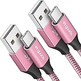 etguuds USB to USB C Cable 3ft, 2-Pack USB A to Type C Charger Cord Fast Charging for Samsung Galaxy A17 A16 A15 A26 A36 A56, S25 S24 S23 S22 S21 S20 S10 Note 20, for iPhone 17 16 15, Moto, Pink