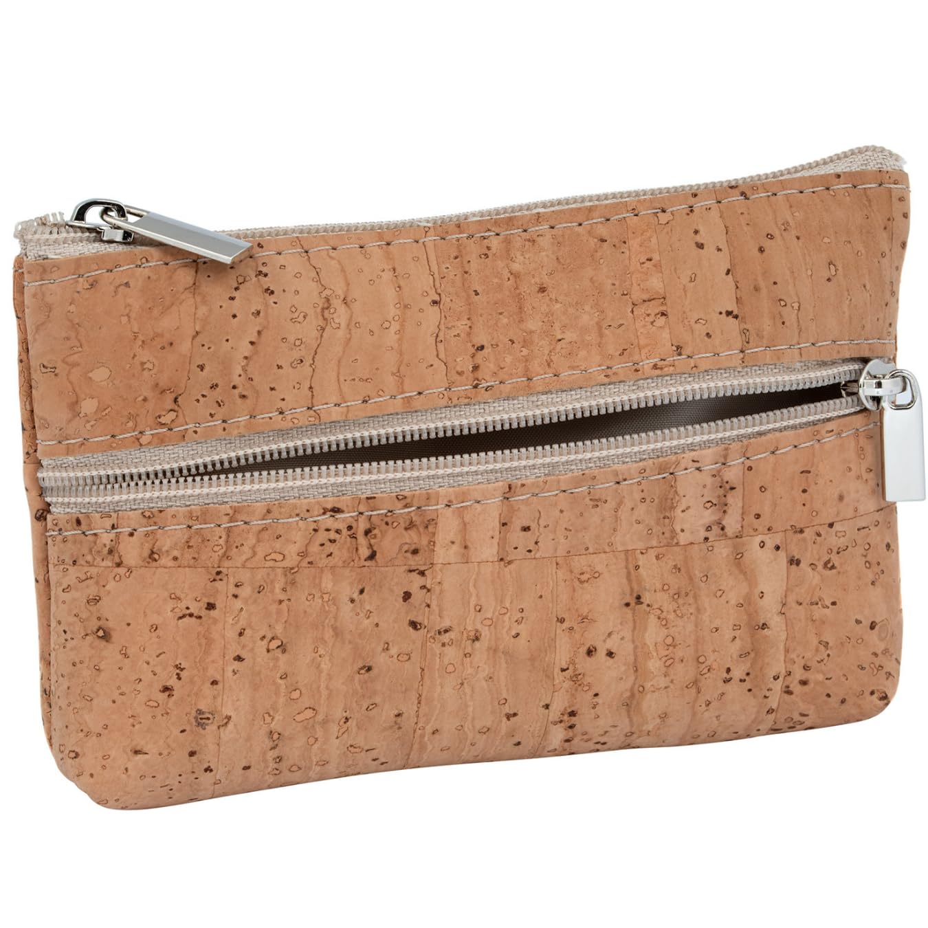 SIMARU Vegan Coin Pouch Keyring, Slim Zip Key Pouch with Card Holder Compartment