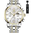 OLEVS Men Watches Square Business Dress Diamond Analog Quartz Date Luxury Watch for Men Casual Stainless Steel Waterproof Luminous Two Tone Wrist Watch