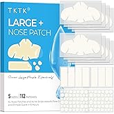 TKTK Hydrocolloid Pimple Patches, XL Nose Pore Strips 91 x 48 mm, 112 Count | Large Hydrocolloid Acne Patches for Face, Cover Zit Blemishes &amp; Absorb Oil, Nose Contoured, Strips, Dots 5 Sizes