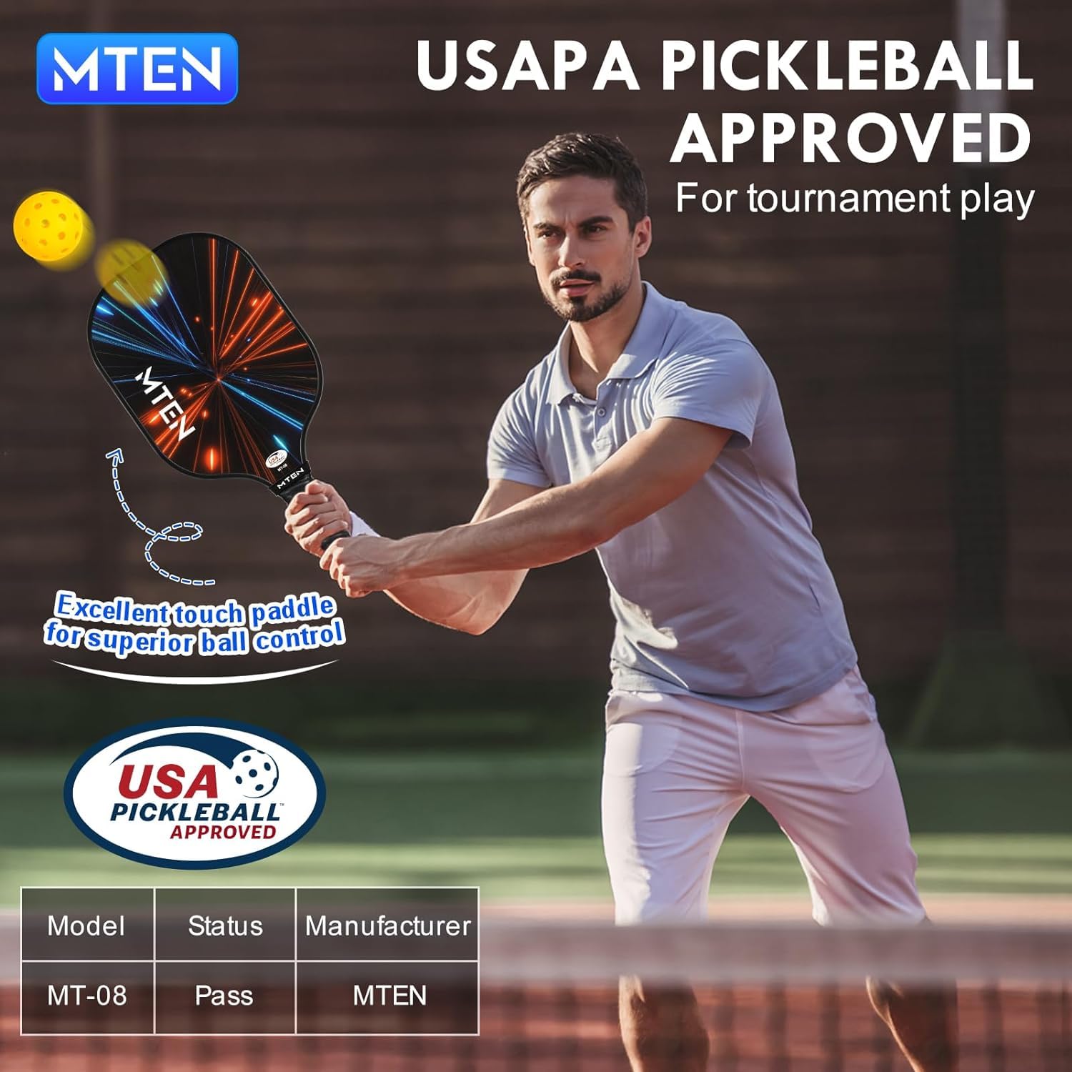 Pickleball Paddles, USAPA Approved Fiberglass Surface Pickleball Set with Pickleball Rackets, Pickleball Paddles Set ​for Men Women