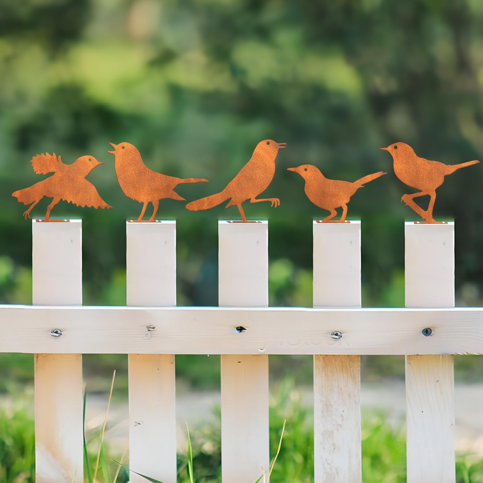 GULURUKIO Rusty Bird Silhouette with Rusty Patina Birds Decoration Lifelike Metal Birds Garden Ornaments Silhouette Simulation Bird Figurine Rustic Outdoor Patio Yard Adornment