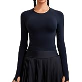 RUNNING GIRL Long Sleeve Workout Tops for Women Soft Crew Neck Basic Tight Cropped Top Casual Seamless Shirt