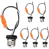 Helunsi E26 Socket Adapter, Male Screw in Light Bulb Socket Pigtail, 6 Pack | Medium E26 Pigtail Lamp Sockets, LED Recessed Plug Adapter Fits Indoor Lamp, Downlight And LED Ceiling Lighting Renovation
