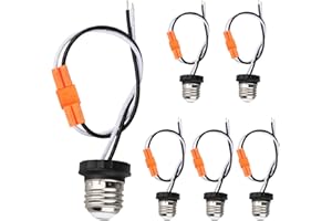 Helunsi E26 Socket Adapter, 6 Pack Light Bulb Socket Pigtail, Screw in Male Light Socket Pigtail, E26 Medium Base Recessed Light Socket Adapter for LED Ceiling Light Downlight Outlet Converter Socket