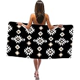 Gnmduw Western Aztec Beach Towel, Black Western Sand Beach Towels Gifts for Men Women Adults, Boho Southwestern Quick Dry Bath Pool Towels for Bathroom Swimming Pool, Aztec Bathroom Decor, 30x60 in