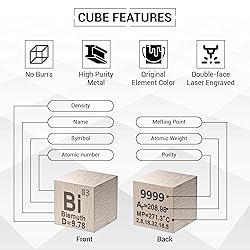 Bismuth Cube - Metal Element Cubes - Laser Engraved