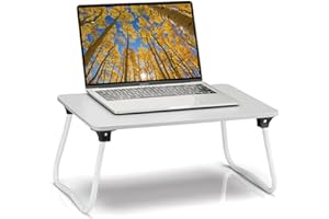Ruxury Foldable Lap Desk Laptop Stand Bed Desk Table Tray, Breakfast Serving Tray, Portable & Lightweight Mini Table, Lap Tablet Desk for Sofa Couch Floor - White