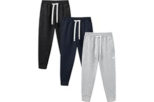 HIBETY 1/3 Pack Boys Sweatpants Youth Joggers Athletic Pants with Zipper Pockets Soft Cotton for Boys 5-14 Years