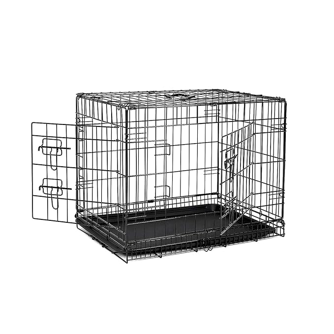 dibea Transportkäfig für Hunde und Kleintiere, stabile Box aus kräftigem Draht, faltbar / klappbar, 2 Türen, mit Bodenschale