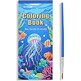 Women's Mini Paint with Water Coloring Book, 12 Pages Sea World Small Coloring Books for Adults to Relax and Relieve Anxiety,Color Painting Kit Art Craft,Gift for Mother's Day,Birthdays,Anniversaries