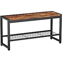 HOMEFORT Shoe Bench, Modern Industrial Storage Bench, Entryway Bench with Mesh Shelf and Sturdy Metal Frame, Metal Shoe Rack 