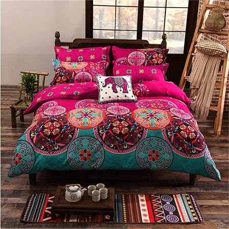 Boho Betten Set, Stillshine modernes elegantes 4 Stück Bohemian Exotic Style Lightweight Microfiber Bettwäsche-Set Bettwäsche