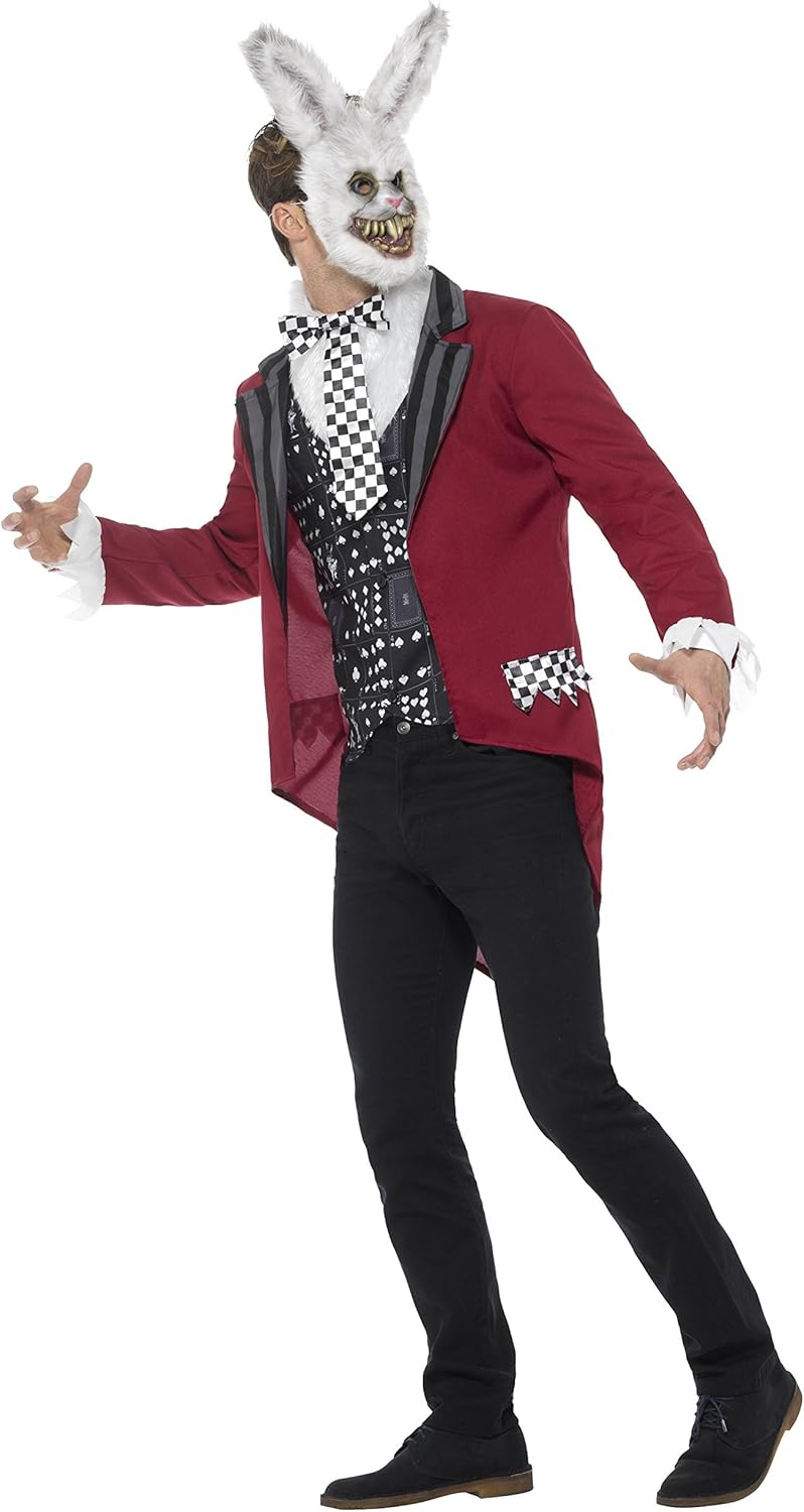 Smiffys Deluxe White Rabbit Costume, Red with Jacket, Mock Shirt, EVA Mask & Pocket Watch - Image 4