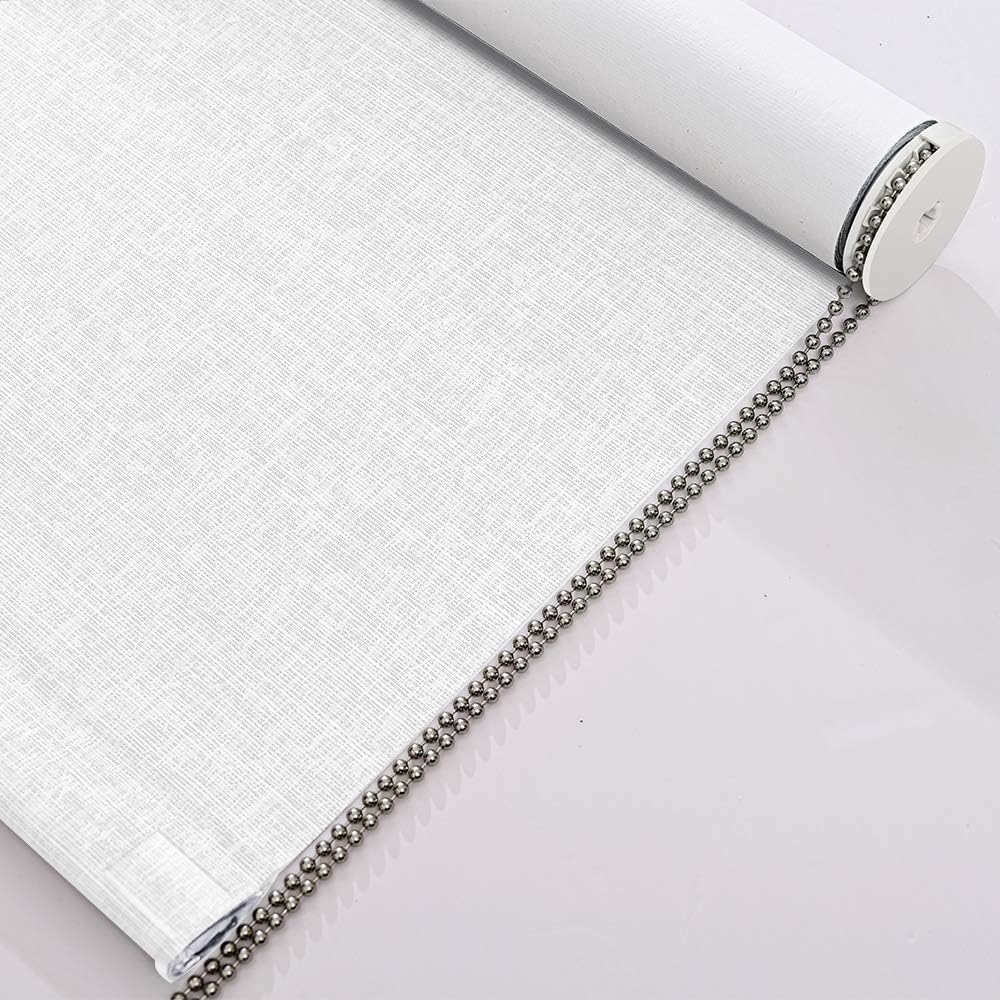 Persilux 100% Blackout Roller Shades Striped Jacquard Blinds for Windows (58''W x 72''H, White) Thermal Insulated Fabric UV Protection Privacy Window Shades for Home Office, Easy to Install