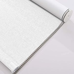 Persilux 100% Blackout Roller Shades Striped Jacquard Blinds for Windows (58''W x 72''H, White) Thermal Insulated Fabric UV Protection Privacy Window Shades for Home Office, Easy to Install