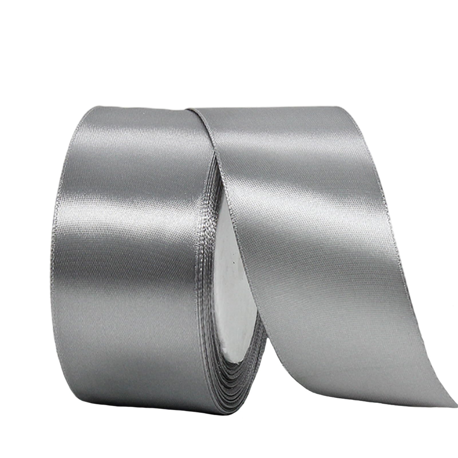 Wide Silver Gray Satin Ribbon 40mm (1.5 Inch) for Gift Wrapping, 22m Thick Silk Ribbon for Crafting, Christmas, Wedding Car, Hair Bows, Bouquets, Party, Cake Decoration