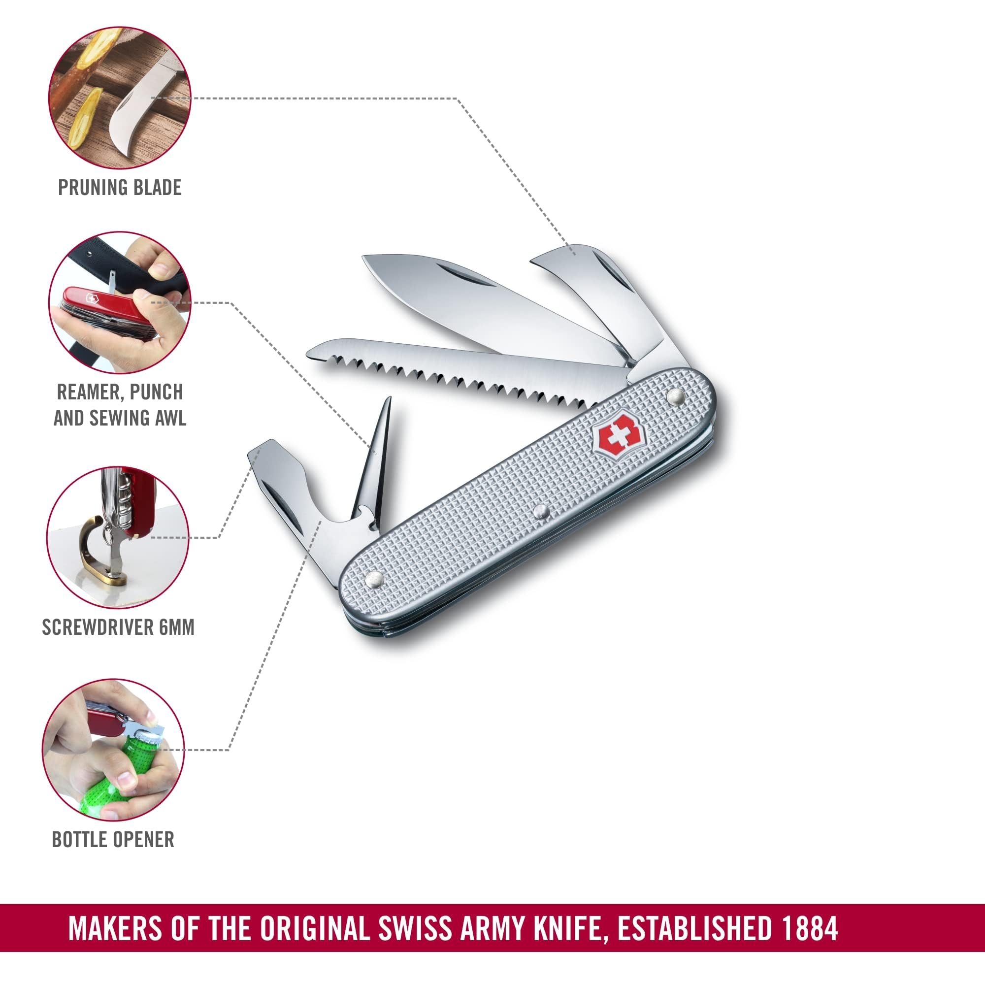 Victorinox Swiss Army 7 Alox, Schweizer Taschenmesser, Multitool, Swiss Army Knife mit 7 Funktionen, Holzsäge, Stech-Bohrahle 4