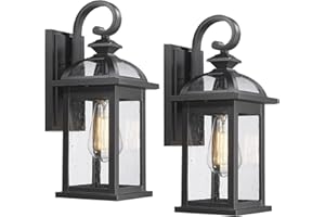 Darkaway Outdoor Lights Fixtures Wall Mount, Outdoor Wall Sconce with Seeded Glass Waterproof Outside Exterior Lights Fixture for House, Front Porch, Patio (2 Pack)