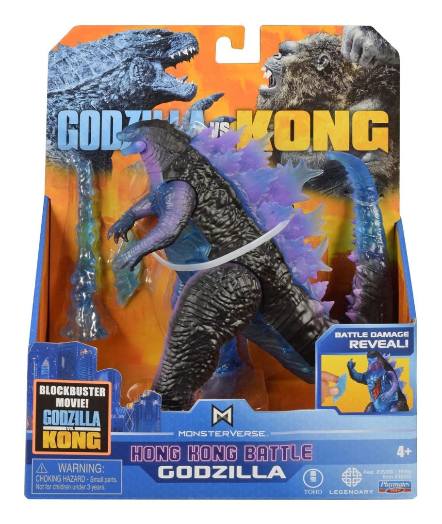 MonsterVerse Godzilla vs Kong Movie 6 Inch Collectable Godzilla Hong Kong Battle Articulated Action Figure Toy with Battle Feature Reveal and Heat Ray Accessory, Suitable for Ages 4 Years+ โ image 1