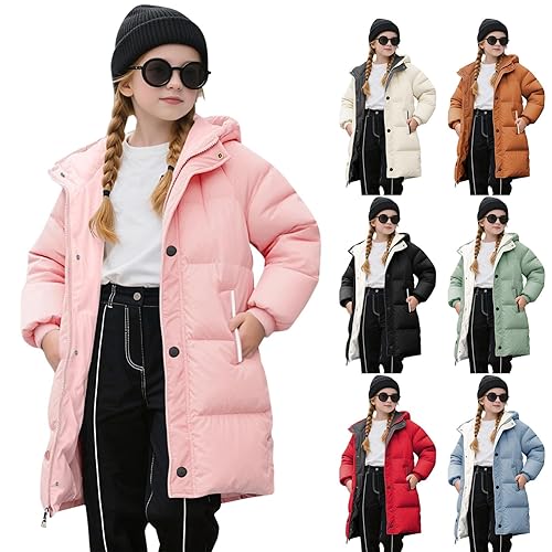 liaddkv Kids Girls Winter Coat Long Padded Coats Hooded Puffer Jacket with Hood Down Coats Parka Girls School Coat Outerwear Cold Weather 0-12 Years