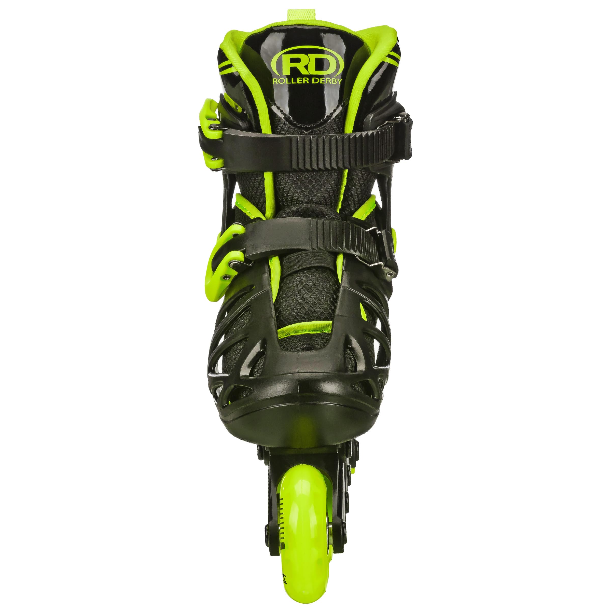 Roller Derby Tracer Adjustable Inline Skates for Boys, Girls, Kids, Beginners, Youth Black/Green Size Medium (2-5)