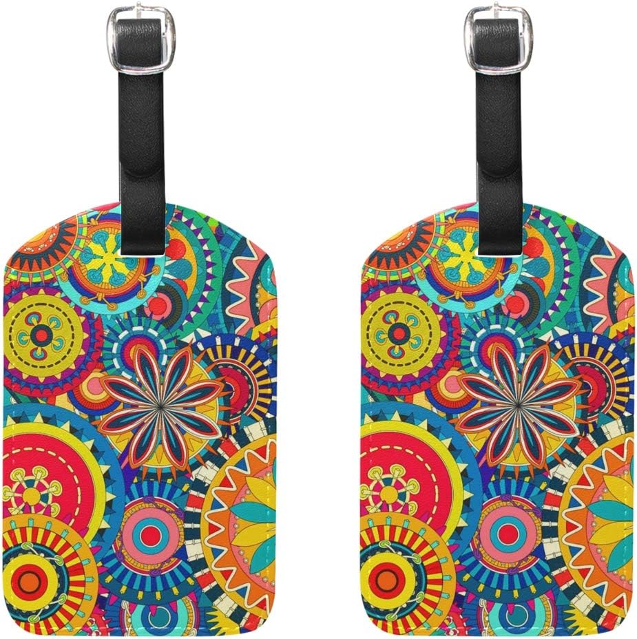 Best Tie Dye College1 Luggage Tags 2 Packs PU Leather