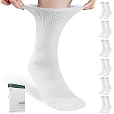 Bulinlulu Diabetic Socks for Men Women-6 Pairs Non Binding Crew Diabetic Neuropathy Socks with Seamless Toe for Size 6-9 9-12