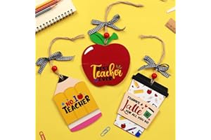Huray Rayho 3 Pack Teacher Appreciation Gift Card Holders Teacher Chritmas Ornaments Coffee Gift Card Holder Wooden Thank You Teachers Gift Tags Funny Teacher Gift (Gift Card Not Included)