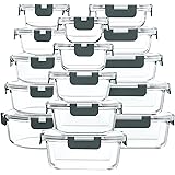 M MCIRCO 30 Pieces Glass Food Storage Containers with Upgraded Snap Locking Lids,Glass Meal Prep Containers Set - Airtight Lu