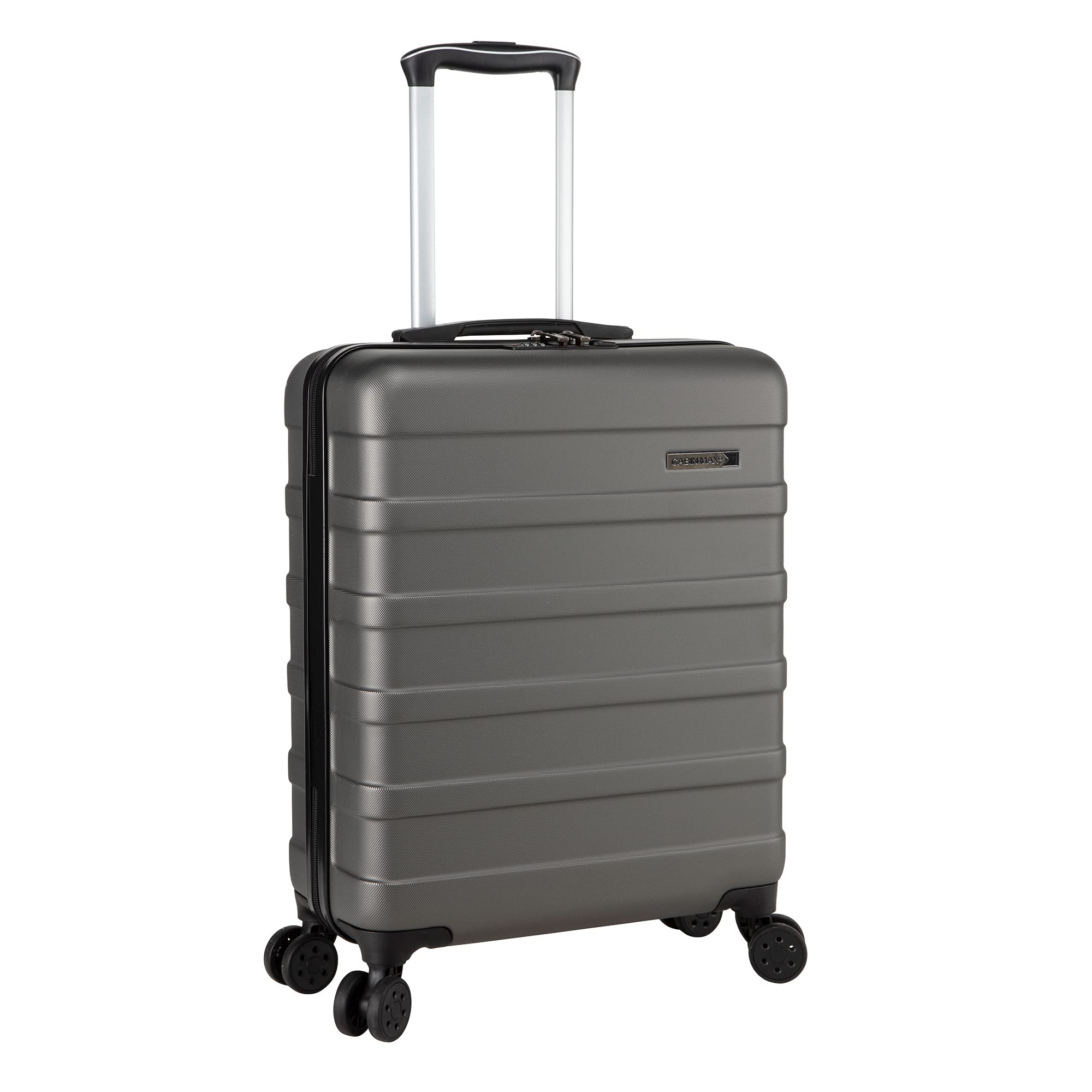 Cabin Max Anode 44L 55x40x20cm (22x16x8inch) Carry On Hand Luggage Suitcase - Lightweight, Hard Shell, 4 Wheels, 3 Digit Combination Lock (Graphite)