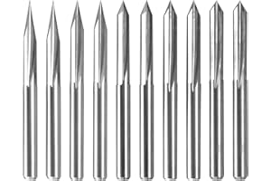 ANOLEX 10Pcs Carbide Straight Groove V Bit, 1/8” Shank Engraving CNC Bit End Milling Cutter| 20/30/45/60/90 Degrees, 0.1mm Tip