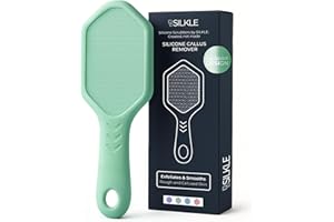 SILKLE Nano Glass Foot File - Silicone Foot Callus Remover for Feet and Cracked Heels - Heel Scraper for Dead Skin - Ergonomic Foot Scrubber & Exfoliator for Shower with Non-Slip Grip - Green