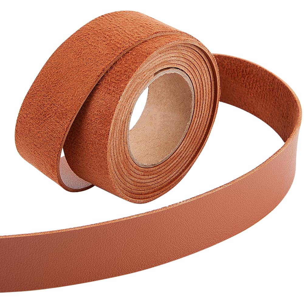 GORGECRAFT 25mm x 2m Imitation Grain Leather Strips Leather Strap 0.07"/1.7mm Thick Flat Leather Cord Threads Rope for DIY Crafts Guitar Belt Bracelet Jewelry Making Tooling