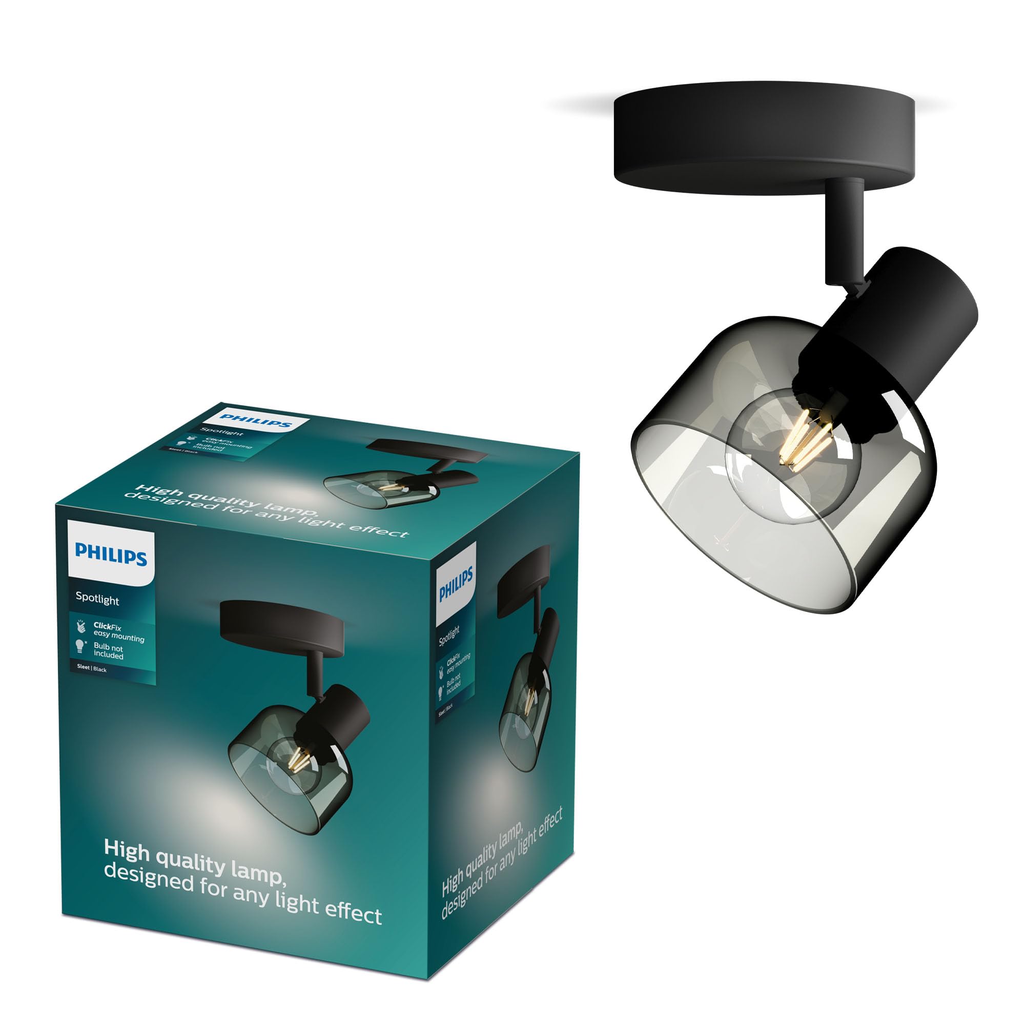 PHILIPS Sleet Spot 1-Head, E14 not Included, Black, IP20