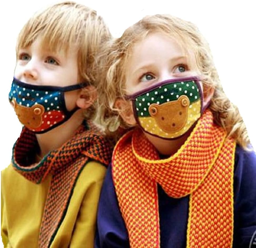 Veewon® 2 Pcs Lovely Cartoon Student Child's Face Mask Dust Mask Anti-Fog Anti-dust Mask Earloop Face Mask，Filters Bacteria Protection Latex Free Soft and Light Kids Gift (Bear)