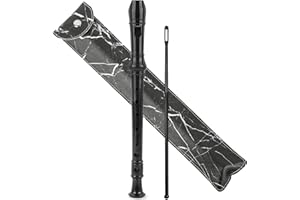 Jasenna Recorder Instrument for Beginner Kids Adults,8-Hole Soprano Descant Recorder Music Flute with with Cleaning Rod & Leather Case For School Student Home Entertainment(2-Black Marble)